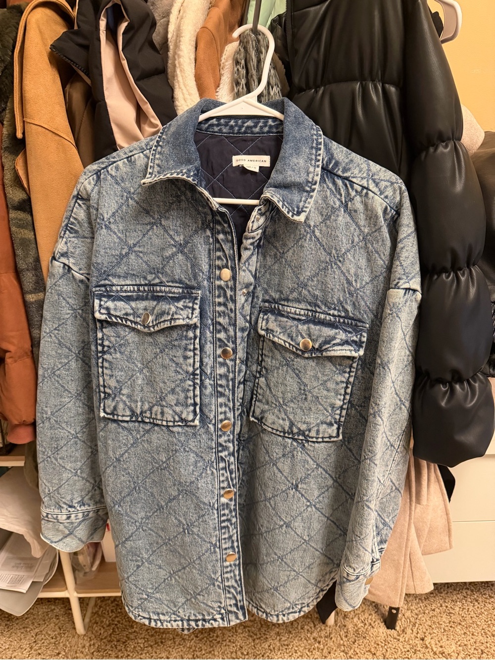 Good American Quilted Denim Jacket- NWOT